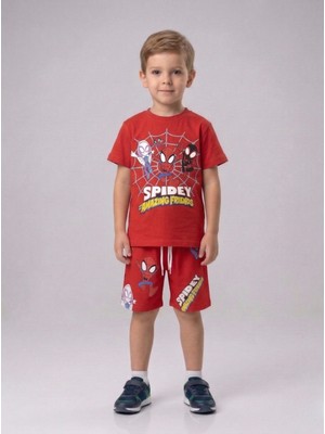 Jeliboom Erkek Çocuk Örümcek Adam Baskılı Şortlu Takım