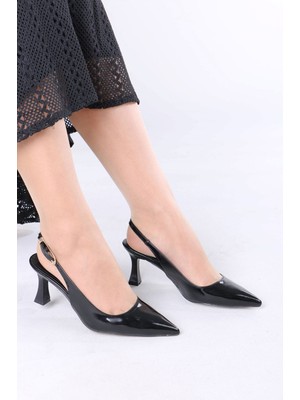 Sefayol Nicola Siyah Rugan Kadın Topuklu Ayakkabı