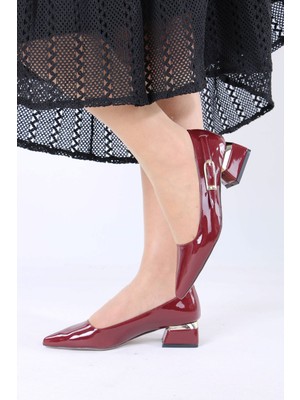 Sefayol Zailor Bordo Rugan Tokalı Topuklu Kadın Ayakkabı