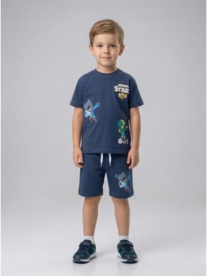 Jeliboom Erkek Çocuk Brawl Stars Baskılı Şortlu Takım
