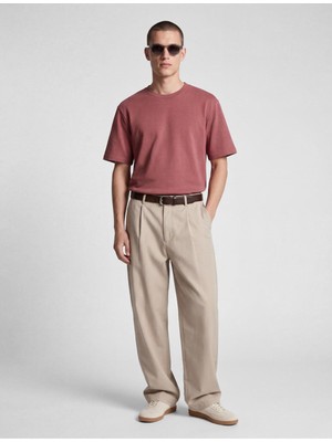 Koton Pudra Erkek Regular Fit Bisiklet Yaka Pamuklu Basic Kısa Kollu Tişört Model Kodu: 6SAM10011MKPUDRA