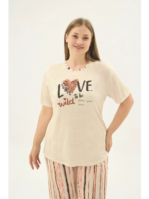Sevim 17644 Kadın Bıg Sıze Baskılı Kısa Pijama Takım