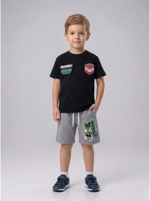 Jeliboom Erkek Çocuk Minecraft Baskılı Şortlu Takım