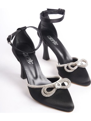 Sefayol Ambre Siyah Saten Kadın Topuklu Ayakkabı