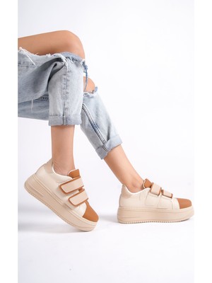 Sefayol Bellamy Taba Mat Deri Cırtlı Kadın Spor Ayakkabı