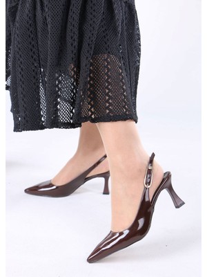 Sefayol Nicola Kahve Rugan Kadın Topuklu Ayakkabı