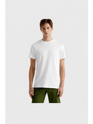 United Colors Of Benetton Beyaz Erkek Erk_keten Karışımlı Regular Fit T-Shirt Model Kodu: 3UTFU10B1074