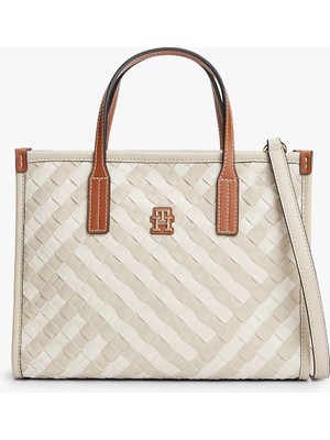 Tommy Hilfiger Kadın Pul Desenli Çıkarılabilir Uzun Askılı Bej Omuz Çantası AW0AW18393-0F4