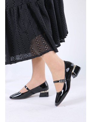 Sefayol Merla Siyah Rugan Tokalı Topuklu Kadın Ayakkabı