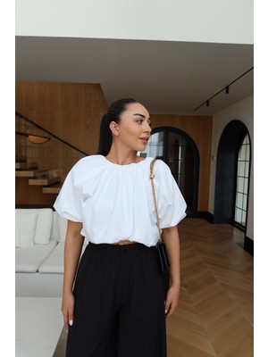 Özge Özgenç Balon Kol Oversize Bluz