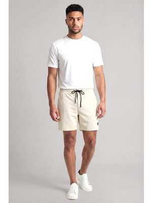 Boss Erkek Elastik Bel Bantlı Çabuk Kuruyan Kumaş Kısa Ekru Mayo 50544330-131