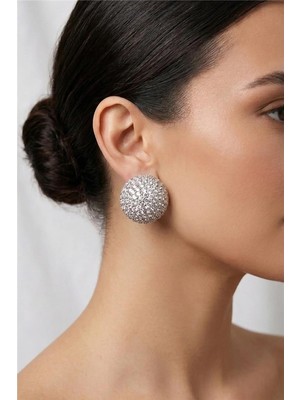 Petek Aksesuar Abiye Full Taşlı Top Stud Küpe