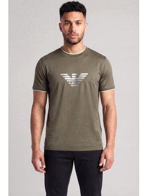 Emporio Armani Erkek Kısa Kol Pamuklu Regular Fit Kahverengi T-Shirt EM005271 AF10017-U6200