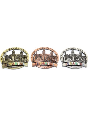 MiraLive Istanbul Temalı Metal Magnet Yuvarlak Tasarım