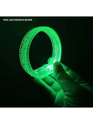 MiraLive Yeşil LED Işıklı Baskı Yapılabilen Pilli Bileklik Bilezik
