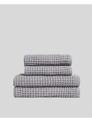 Anne Sesi Premium Waffle 4'lü Banyo Havlu Seti %100 Pamuk, Ultra Yumuşak, Emici, Hızlı Kuruyan, Bohem, Minimalist