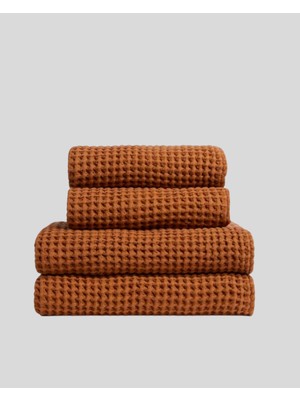 Anne Sesi Premium Waffle 4'lü Banyo Havlu Seti %100 Pamuk, Ultra Yumuşak, Emici, Hızlı Kuruyan, Bohem, Minimalist