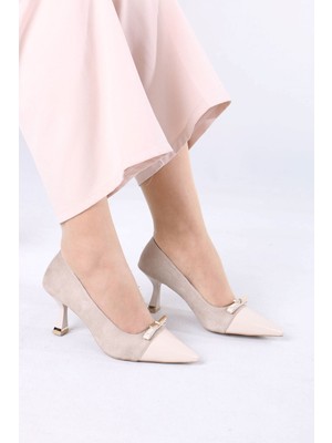 Sefayol Lunete Bej Rugan Süet Tokalı Topuklu Kadın Ayakkabı
