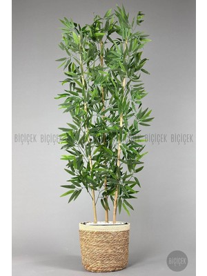 Biçiçek Yapay Bambu Ağacı 140CM Hasır Saksıda