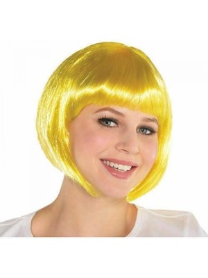 MiraLive Sarı Renk Parti Peruğu Kısa Küt Saç