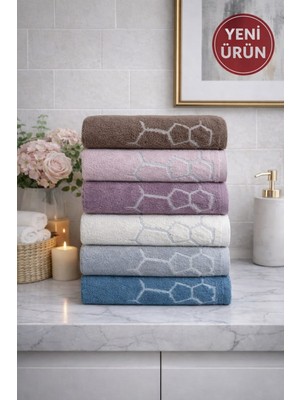 Mela Home Taş Desenli 50*90 cm 6'lı El ve Yüz Havlu Seti- Çeyizlik- Hediyelik - Mutfak %100 Pamuklu