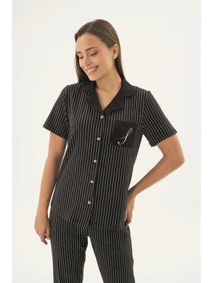 Sevim 17649 Kadın Baskılı Düğmeli Pijama Takım
