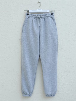 Modamorfo Beli Lastikli Cepli Şardonlu Eşofman Altı -Gri