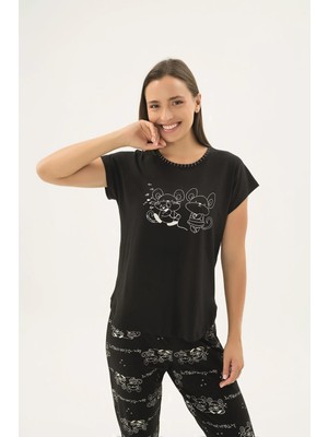 Sevim 17650 Kadın Baskılı Pijama Takım