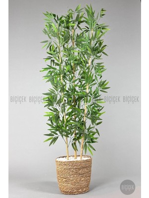 Biçiçek Yapay Bambu Ağacı 140CM Hasır Saksıda