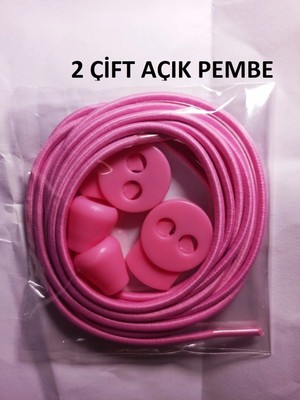 Mawrond 2 ÇİFT- Açık Pembe, Yuvarlak, Akıllı, Kilitle, Tak-Bırak, Elastik Bot, Spor Ayakkabı Bağcığı, 100 cm