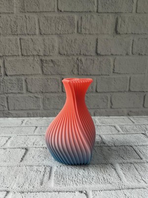 İsingir Shopping 3D Dalga Desenli Kalp Formlu Dekoratif Vazo Pembe 15 cm - IS002Y-7RBYI9