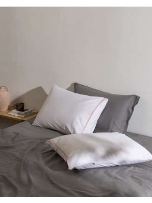 Madame Coco Isabelle %100 Pamuk 2'li Yastık Kılıfı - Beyaz/pudra