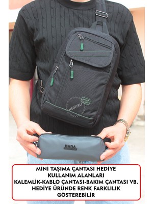 Seventeen Siyah Çapraz Sırt Omuz Göğüs Su Geçirmez Askılı Çanta