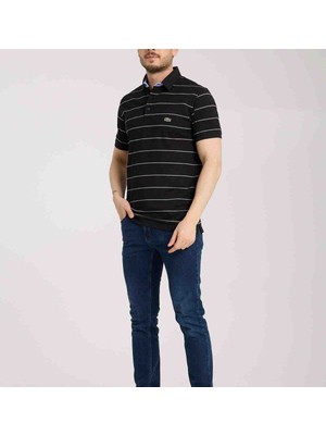 Lacoste Polo Regular Fit Çizgili Siyah