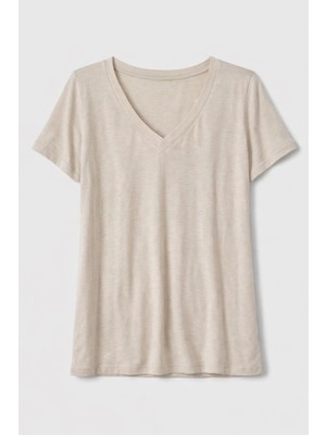 United Colors Of Benetton Bej Kadın / Kız Bn_viskoz Karışımlı V Yaka T-Shirt Model Kodu: 3Z12D401G2B1