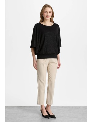 Mutlu Ertan Kadın Beli Büzgülü Bluz Siyah 30488