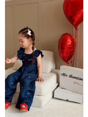 Amora Denim Kız Çocuk Tulum Lacivert