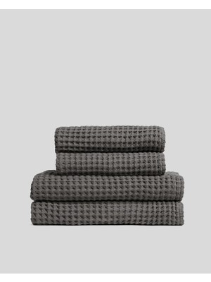 Anne Sesi Premium Waffle 4'lü Banyo Havlu Seti %100 Pamuk, Ultra Yumuşak, Emici, Hızlı Kuruyan, Bohem, Minimalist