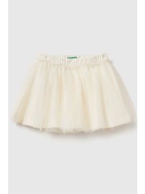 United Colors Of Benetton Ekru Kadın / Kız Kk_pileli Beli Lastikli Astarlı Tül Etek Model Kodu: 4JACG00190R2