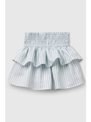 United Colors Of Benetton Yeşil Kadın / Kız Kj_keten Karışımlı Tamamı Desenli Beli Büzgülü Katlı Etek Model Kodu: 4Q1NC0023YEŞIL