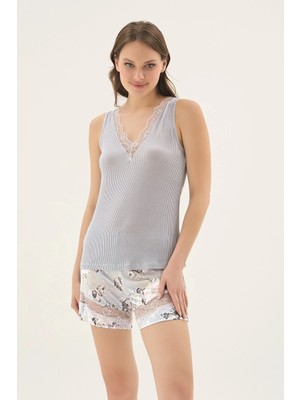 Sevim 17702 Kadın Geniş Askılı Şort Takım