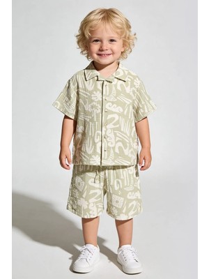 Sahara Müslin Kumaş Erkek Çocuk Takım Yeşil