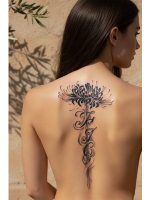 Dövme Kutusu Geometrik Lotus Çiçeği ve Estetik Rakam Kaligrafili Tattoo - Yarı Kalıcı / 1 Ay Kalıcı