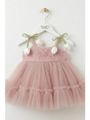 Cantoy Kız Bebek Lale Figürlü Premium Tül Elbise