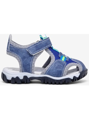 Tonny Black Çocuk Unisex Kot Mavi Çoçuk Cırtlı Rahat Kalıp Sandalet