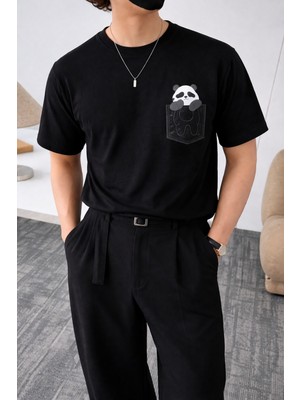 Tarz Cool Panda Baskılı Unisex Basic Tişört – Rahat Kesim Günlük Stil