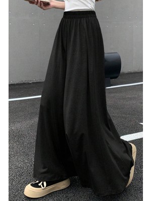 Tarz Cool Kadın 2 Iplik Oversize Bol Paça Tasarım Eşofman Altı Yüksek Bel Rahat Model