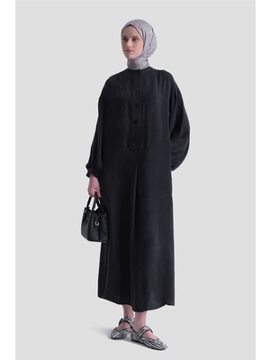Armine Oversize Kupra Elbise Siyah