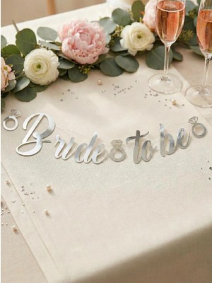 Bride To Be Kaligrafi Banner Asılabilir  Bekarlığa Veda Parti Süsü Gümüş