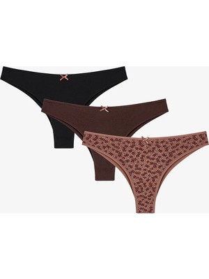 Penti Renkli Wild Terra 3'lü Pamuklu Brazilian Külot
